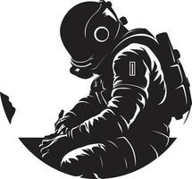 Kosmos Reisende schwarz Raum Forscher Logo galaktisch Expeditionist Astronaut Vektor Symbol