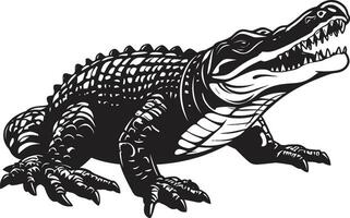 Lurking kraftverk svart alligator logotyp design mystiker hot alligator svart vektor ikon