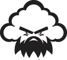 grublande storm arg moln ikon design förargad ånga svart arg moln emblem vektor