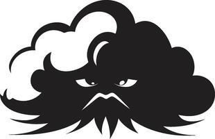 rasande stackmoln svart moln tecknad serie ikon stormig rasa arg moln logotyp design vektor