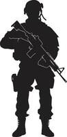 defensiv väktare väpnad arméman svart ikon stridande kraft vektor arméman emblem