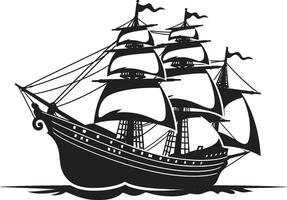 Seefahrt Erbe Vektor Schiff Logo Jahrgang Seeleute schwarz Schiff Vektor