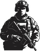 militant Präzision bewaffnet Kräfte Emblem Design Krieger Tapferkeit schwarz Vektor Soldat Logo