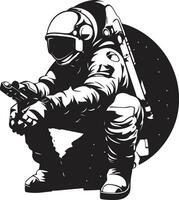 kosmisk resa svart astronaut logotyp ikon himmelsk pionjär vektor Plats explorer