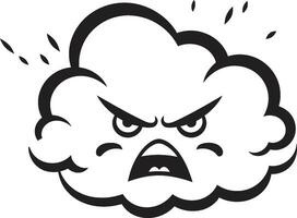 stürmisch Zorn wütend Wolke Charakter Logo tobt Sturm wütend Vektor Wolke Symbol