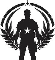 bekämpa precision vektor väpnad krafter logotyp försvarare s lösa väpnad man svart emblem
