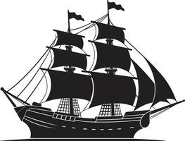 nautisch Relikt Vektor uralt Schiff historisch Odyssee schwarz Schiff Symbol