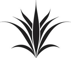 botaniska oas aloe vektor design ört- tillväxt svart aloe logotyp ikon