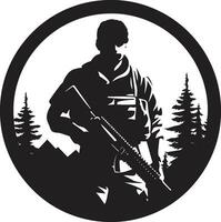 taktisk väktare väpnad krafter emblem defensiv beskyddare svart soldat ikon vektor