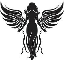 himmelskt nåd ängel vingar emblem himmelsk lugn svart ängel logotyp vektor