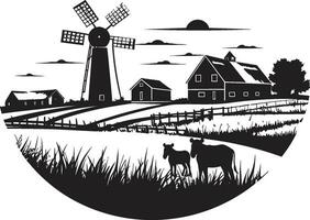 Agrar Rückzug landwirtschaftlich Bauernhaus Emblem rustikal Heiligtum schwarz Vektor Logo zum Land Leben