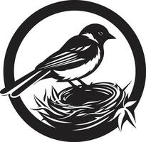 gefertigt Barsch Vektor Nest Logo Voliere Maven schwarz Vogel Nest Symbol