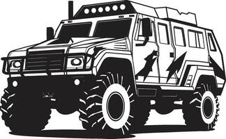 Defensive Expedition Militär- Fahrzeug Symbol Krieger s Reiten schwarz Heer 4x4 Logo vektor