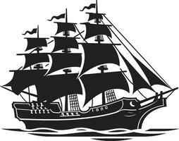 alt Welt Seemann uralt Schiff Emblem nautisch Antike schwarz Schiff Logo Symbol vektor