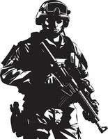 taktisk väktare väpnad soldat svart ikon militant beskyddare vektor arméman emblem