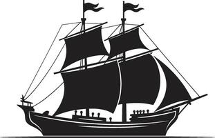 tidlös resa vektor gammal fartyg mytisk sjömän svart fartyg ikon design