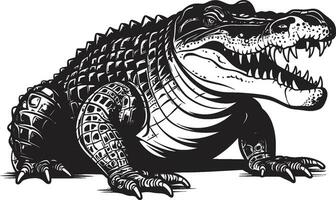elegant väktare svart alligator logotyp reptil- majestät vektor alligator ikon