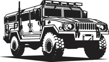 taktisch Transport schwarz ikonisch 4x4 Emblem militant Pfadfinder Vektor Heer suv Symbol