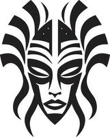 Erbe enthüllt Vektor Logo von Stammes- Maske Ritual Antlitz afrikanisch Stammes- Maske Vektor Logo