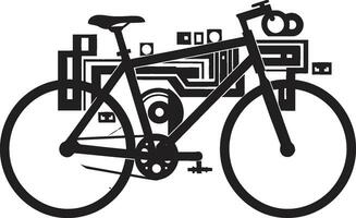 snygg cyklist svart cykel emblem cykelväg ikoniska cykel vektor design