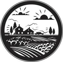 ländlich Rückzug landwirtschaftlich Bauernhaus Emblem Ernte Heiligtum schwarz Vektor Logo zum Bauernhöfe