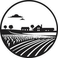 natur s hemman bondgård ikon skörda horisont jordbruks svart logotyp vektor