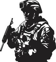 defensiv beskyddare svart soldat ikon militant vaksamhet arméman vektor design