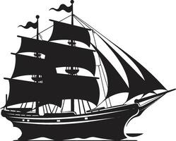 åldrig sjöfart gammal fartyg emblem historisk segel svart fartyg logotyp ikon vektor
