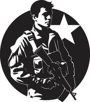 taktisch Wächter bewaffnet Soldat schwarz Symbol militant Schutz Vektor Soldat Emblem