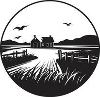 Gehöft Eleganz landwirtschaftlich Bauernhaus Symbol Agrar Glanz schwarz Vektor Logo zum Landwirtschaft