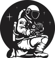 interstellär stigfinnare astronaut hjälm ikon orbital äventyrare vektor astronaut symbol