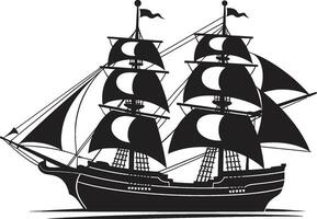 åldrig sjöman vektor gammal fartyg mytisk galeon svart fartyg design