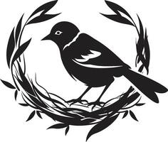 Vogel s Oase Vektor Nest Logo Voliere Baumeister schwarz Vogel Symbol