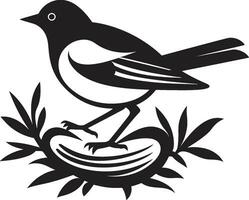 Antenne Kunst schwarz Nest Emblem Vogel s Oase Vektor Nest Logo