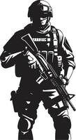 krigare väktare vektor arméman ikon försvarare s precision svart soldat emblem