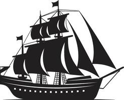 mythisch Seemann schwarz Schiff Vektor uralt Reisende Vektor schwarz Schiff Logo