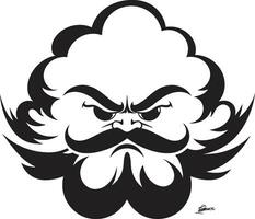 ilsken mulen tecknad serie moln svart logotyp åskväder raseri arg moln ikon design vektor