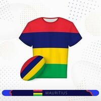 Mauritius Rugby Jersey mit Rugby Ball von Mauritius auf abstrakt Sport Hintergrund. vektor