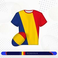 Rumänien Rugby Jersey mit Rugby Ball von Rumänien auf abstrakt Sport Hintergrund. vektor