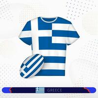 Griechenland Rugby Jersey mit Rugby Ball von Griechenland auf abstrakt Sport Hintergrund. vektor