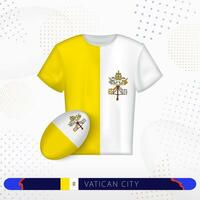 Vatikan Stadt Rugby Jersey mit Rugby Ball von Vatikan Stadt auf abstrakt Sport Hintergrund. vektor