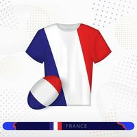 Frankrike rugby jersey med rugby boll av Frankrike på abstrakt sport bakgrund. vektor