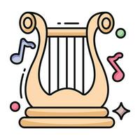 ein Musical Instrument Symbol, eben Design von Harfe vektor