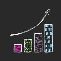 kritzeln Gekritzel Wachstum Finanzen , Diagramm, Collage Stil Infografik mit Neon- Farben vektor