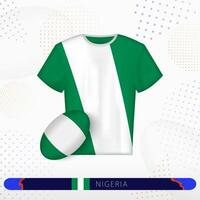 Nigeria Rugby Jersey mit Rugby Ball von Nigeria auf abstrakt Sport Hintergrund. vektor