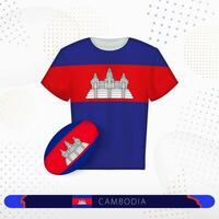 cambodia rugby jersey med rugby boll av cambodia på abstrakt sport bakgrund. vektor