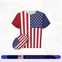 USA rugby jersey med rugby boll av USA på abstrakt sport bakgrund. vektor