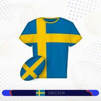 Sverige rugby jersey med rugby boll av Sverige på abstrakt sport bakgrund. vektor