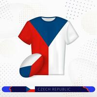 Tschechisch Republik Rugby Jersey mit Rugby Ball von Tschechisch Republik auf abstrakt Sport Hintergrund. vektor