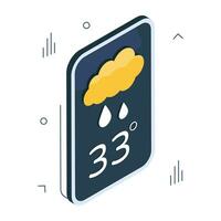 Handy, Mobiltelefon Wetter App Symbol im Prämie Stil vektor